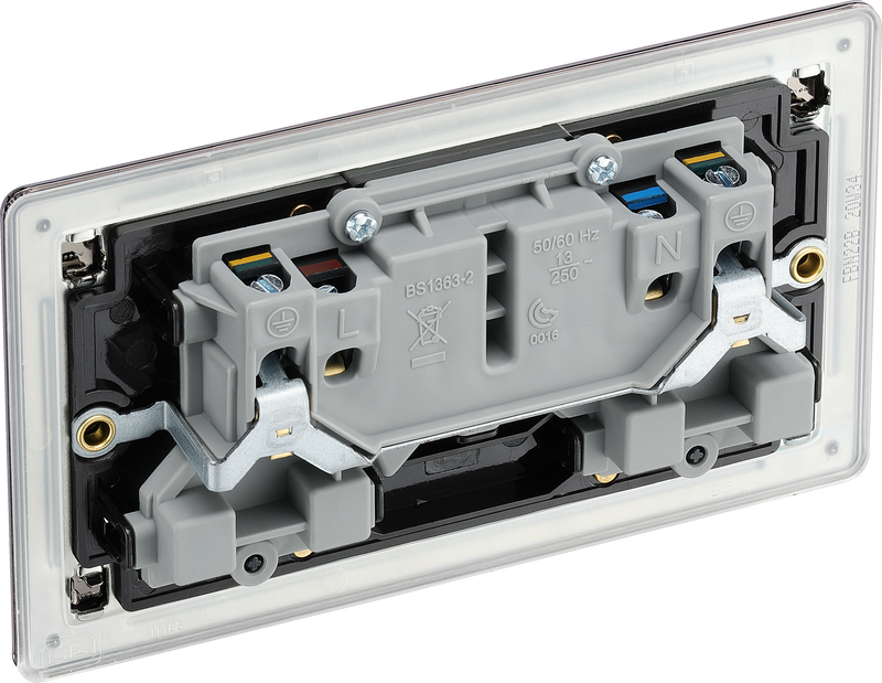 BG Electrical Flatplate Screwless Black Nickel - Double switched, double pole