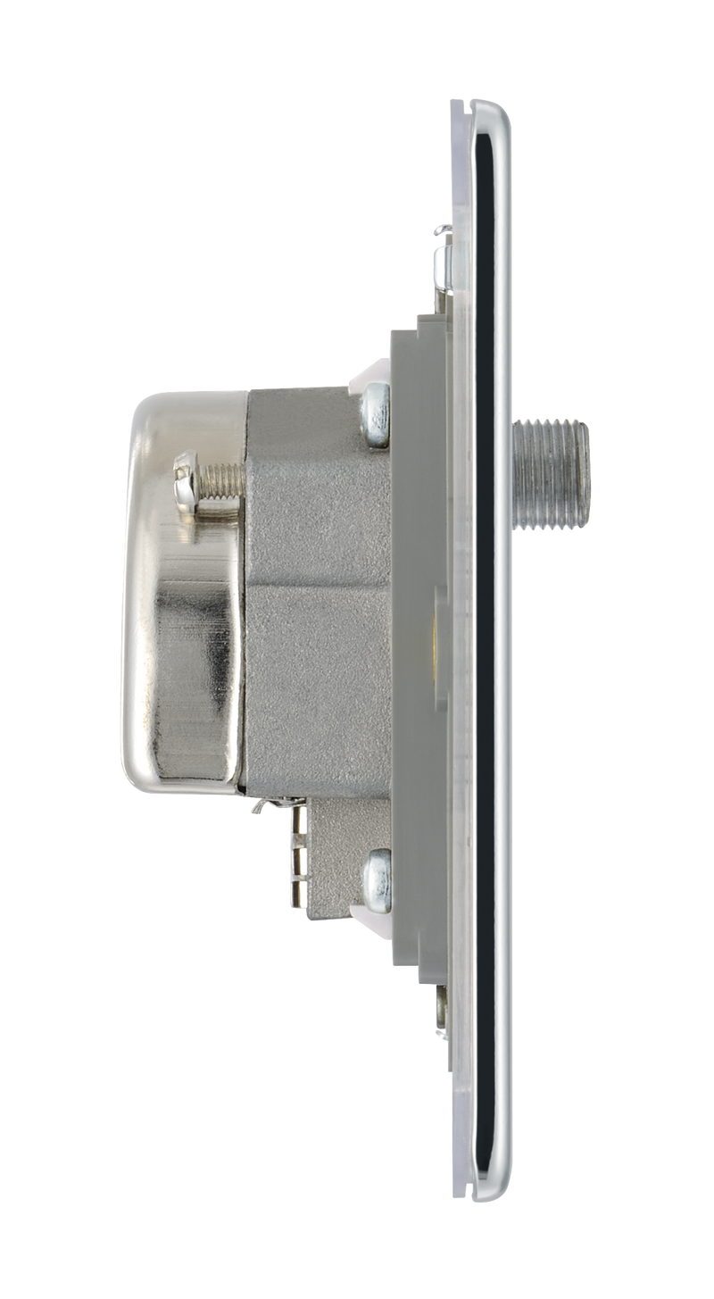 BG Electrical Flatplate Screwless Polished Chrome - Triple TV/FM/SAT triplex - screened