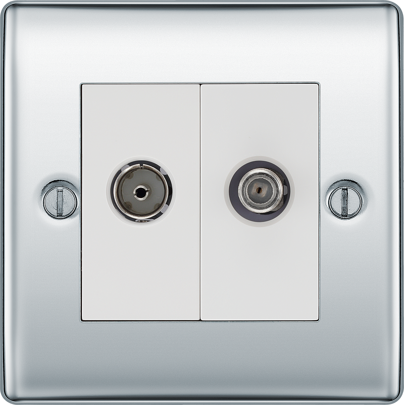 BG Electrical Nexus Metal Polished Chrome - Double, satellite and co-axial