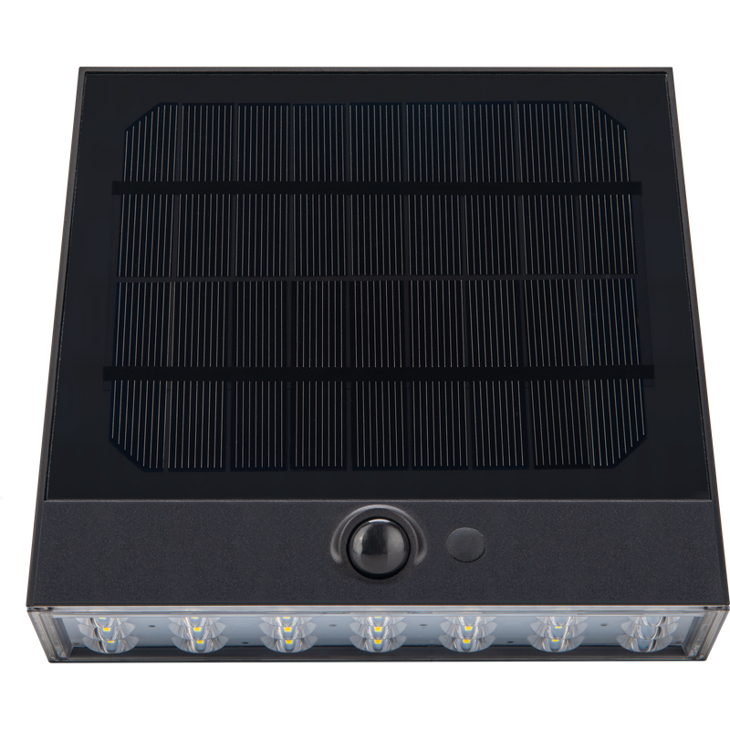 Luceco Slate Grey Wall Lights - Stealth Decorative Outdoor Solar Wall Wash Light with PIR Motion Sensor, LED Exterior Lighting, Slate Grey, IP54, 7W, 1000lm, 3000K