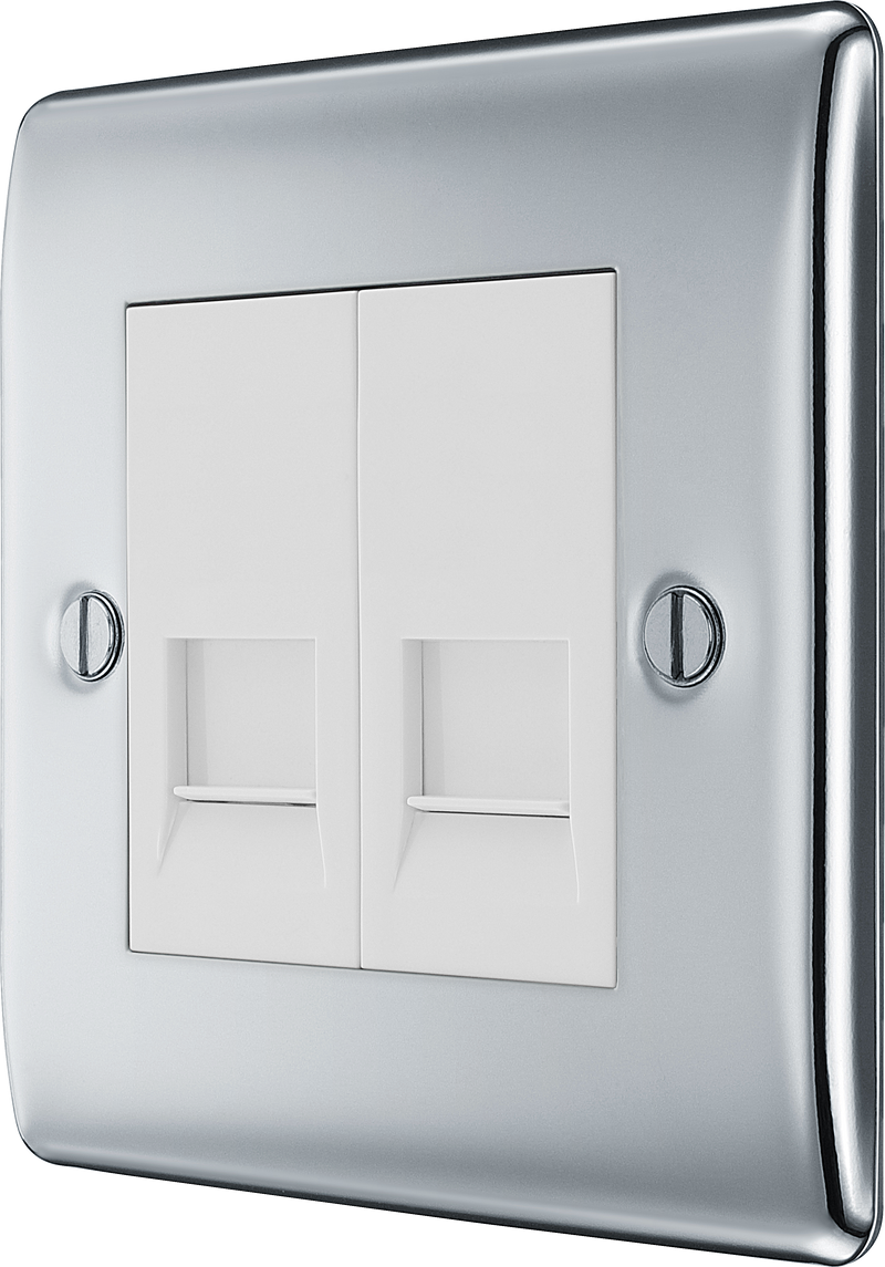 BG Electrical Nexus Metal Polished Chrome - Double, RJ11 telephone socket