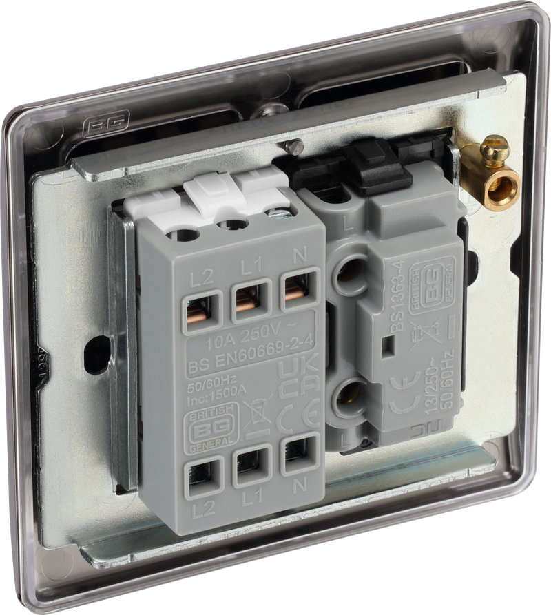 BG Electrical Nexus Metal Black Nickel - Triple pole, fused, fan isolator