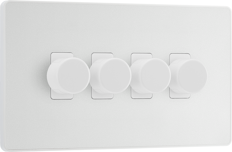 BG Electrical Evolve Pearlescent White - Quadruple, 2 way push 200W