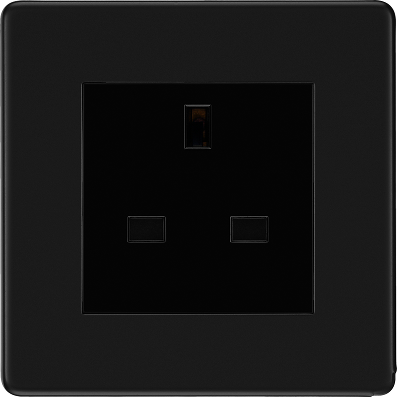 BG Electrical Flatplate Screwless Matt Black - Single unswitched