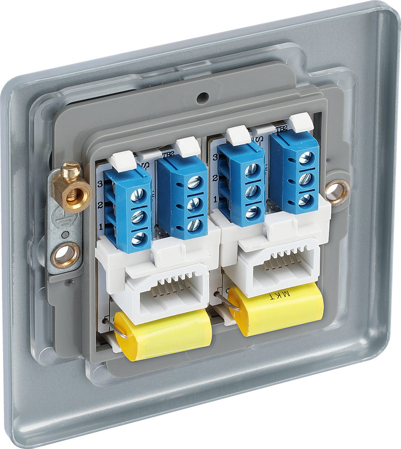 BG Electrical Metal Clad - Double, telephone socket, master