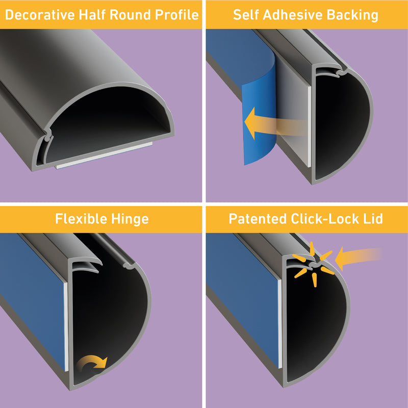 D-Line Trunking - 50x25mm Aluminium-Effect 3m Self Adhesive Length