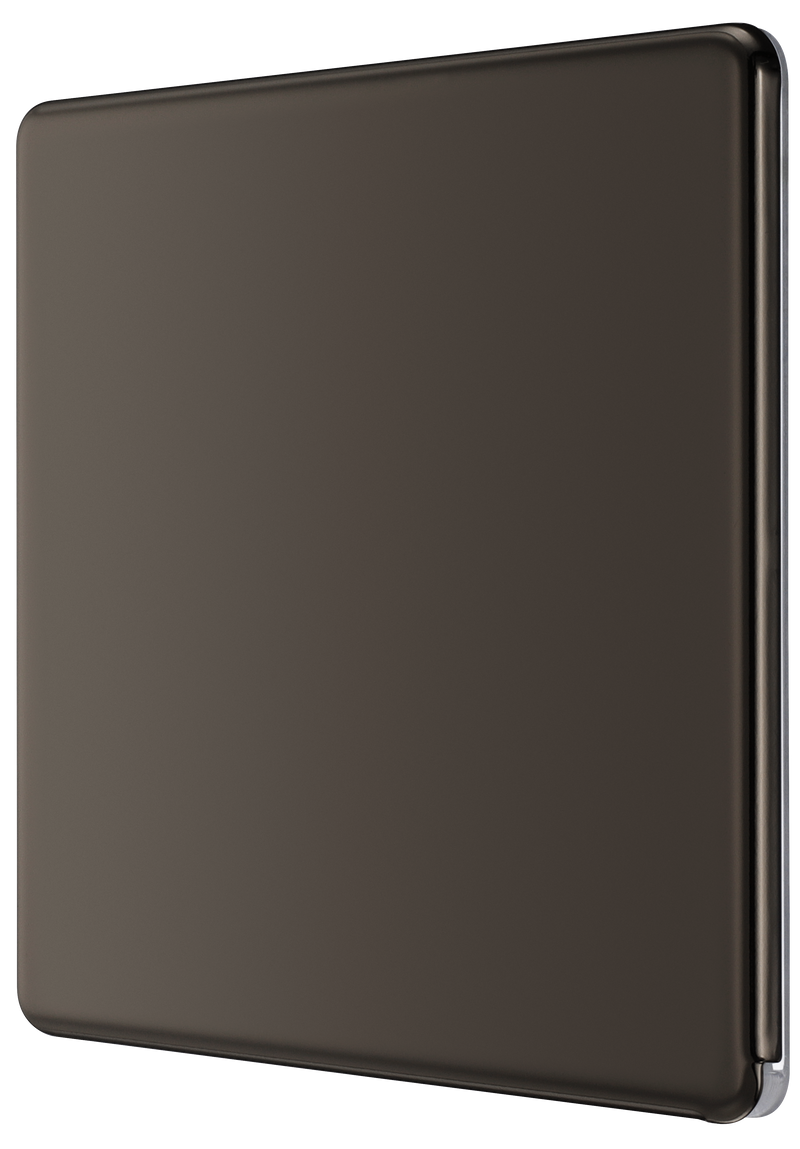BG Electrical Flatplate Screwless Black Nickel - Single, blank plate