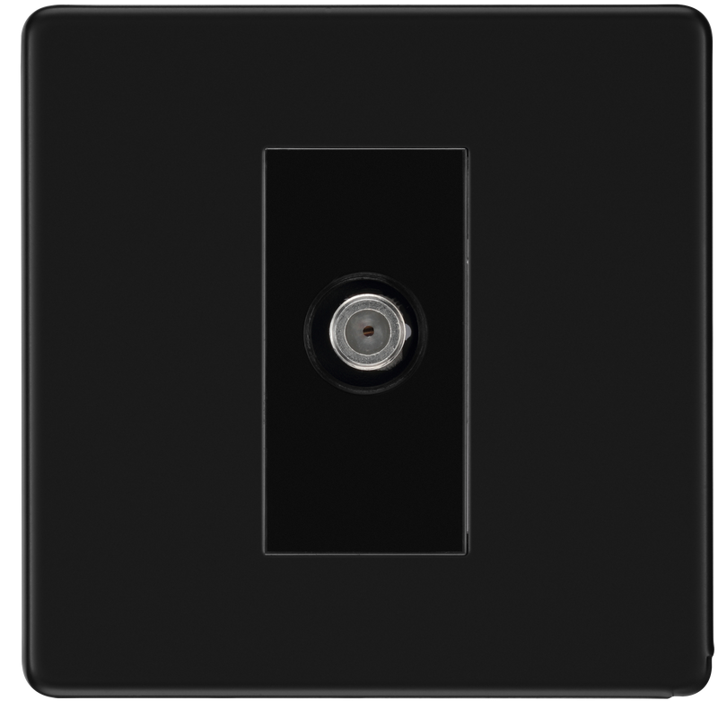 BG Electrical Flatplate Screwless Matt Black - Single satellite