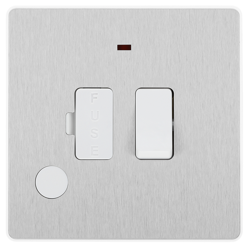 BG Electrical Evolve Brushed Steel - Switched and fused with indicator