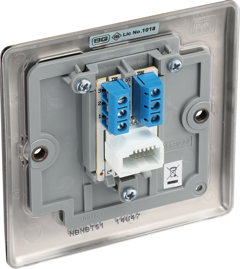 BG Electrical Nexus Metal Black Nickel - Single, telephone socket, secondary