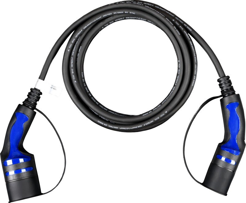 Sync Energy EV Cables - EV Charging Cable, Mode 3 Type 2, 7.4kW Single Phase - 5 Metres