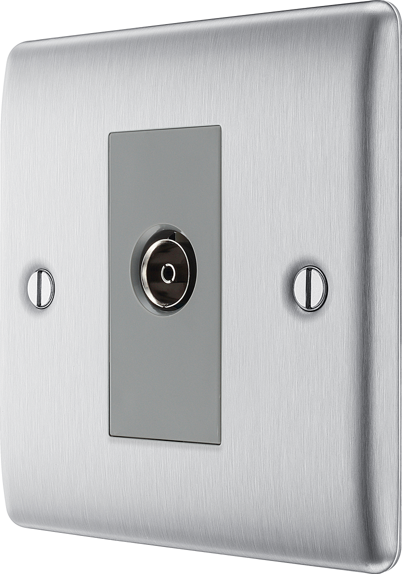 BG Electrical Nexus Metal Brushed Steel - Single, isolated, co-axial