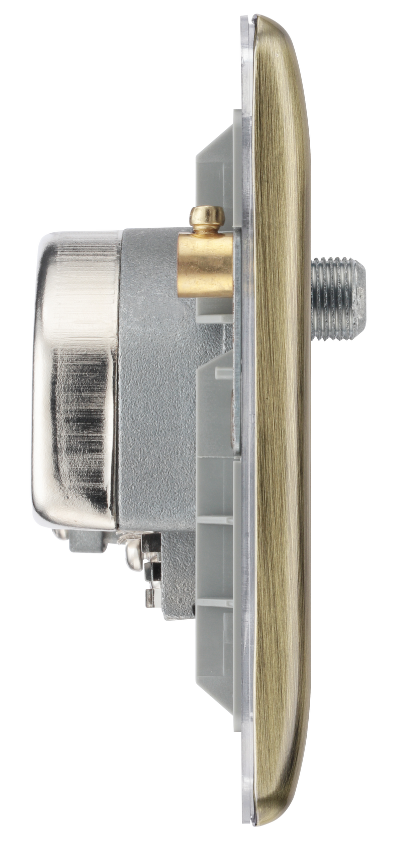 BG Electrical Nexus Metal Antique Brass - Quadplex 2 x sat, BT outlet and co-ax returned - screened