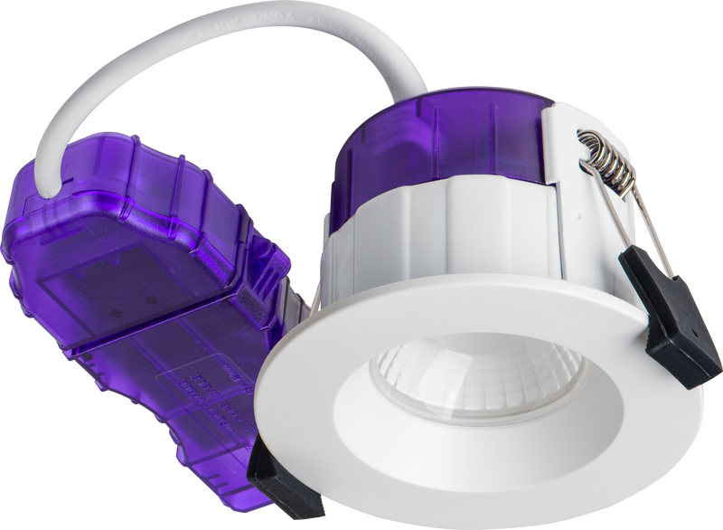 Luceco Ftype Ultra - FType Ultra Fire Rated Downlight 4W/6W 750lm Power Change & 4Colour CCT 2700K, 3000K, 4000K, 6000K Dimmable IP65 White - Regressed