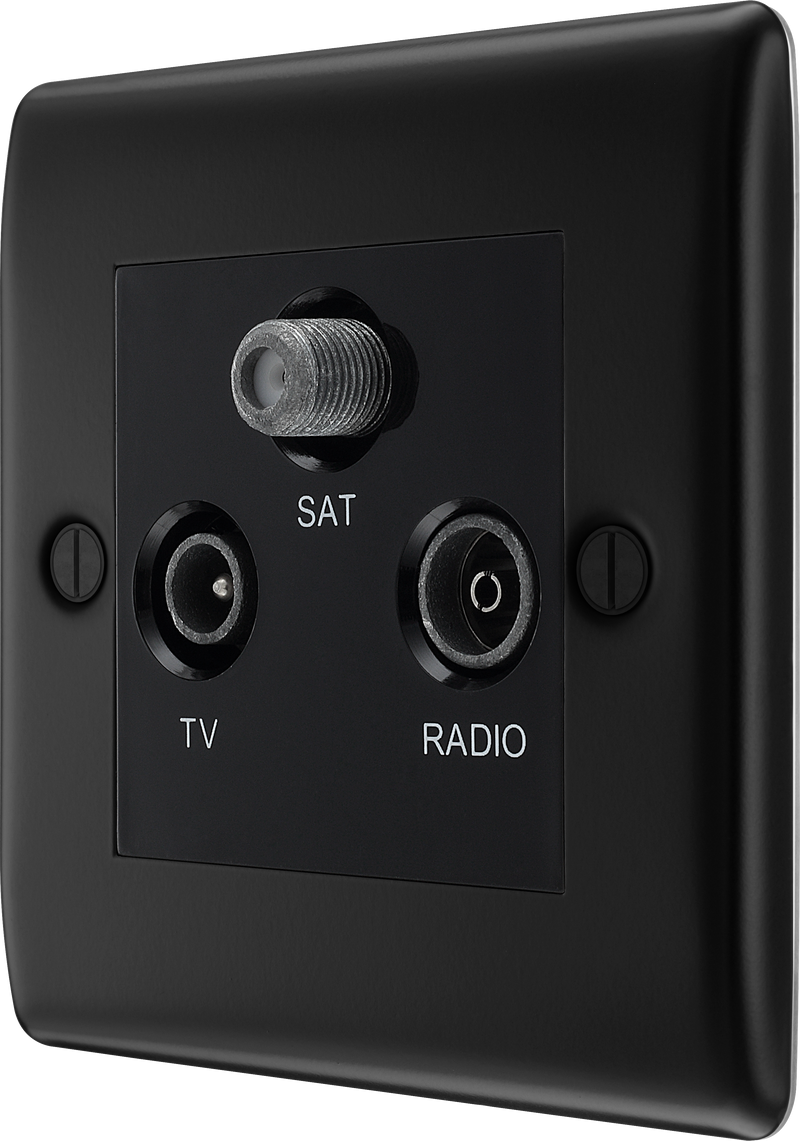 BG Electrical Nexus Metal Matt Black - Triple TV/FM/SAT triplex - screened