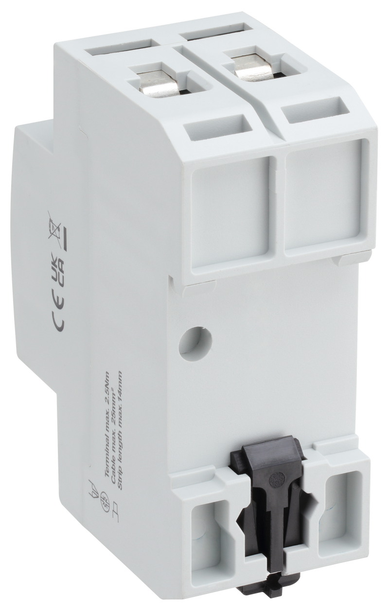 BG Circuit Protection RCD - Type A, Bidirectional RCD, Double Pole, 63A, 30mA, 2 module
