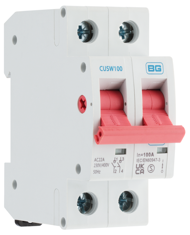 BG Circuit Protection Main Switch Isolator - Double Pole, 100A 2 module