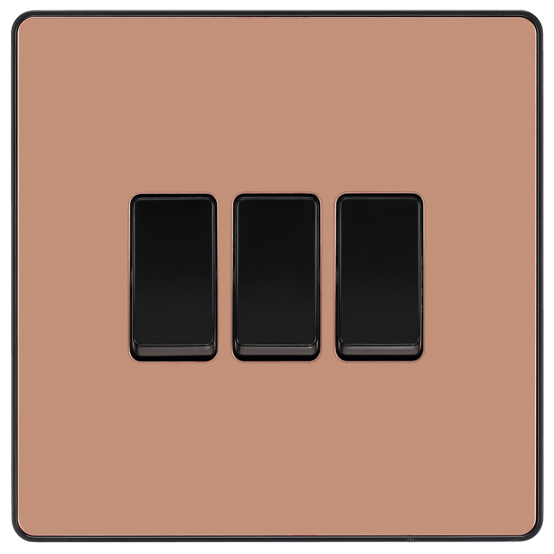 BG Electrical Evolve Polished Copper - Triple, 2 way switch