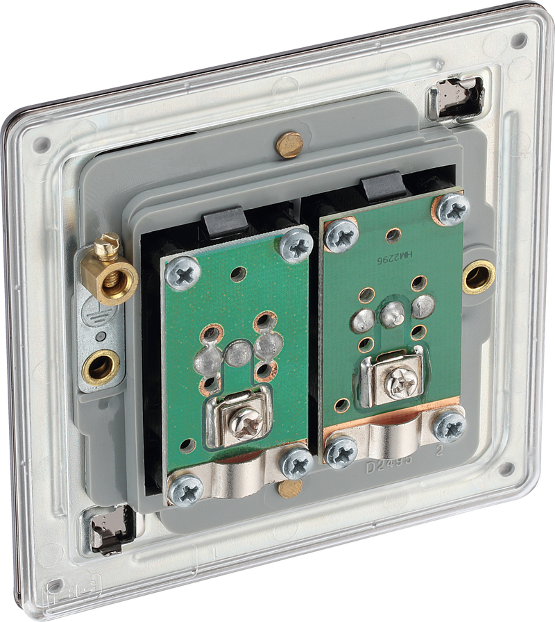 BG Electrical Flatplate Screwless Black Nickel - Double co-axial