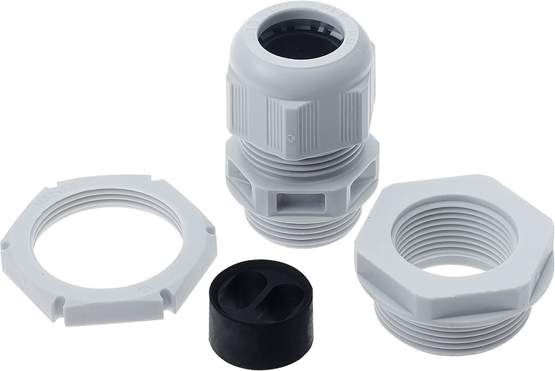BG Electrical Contractor - Grey plastic gland kit, 2 x 2.5mm flat cable, cable insert, locknut and adaptor