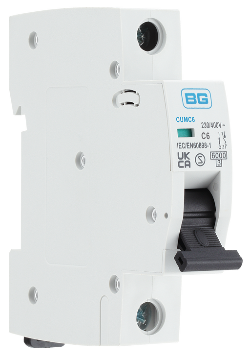BG Circuit Protection MCB - Bidirectional 6A, C Curve, MCB, Single Pole, 6kA,1 module