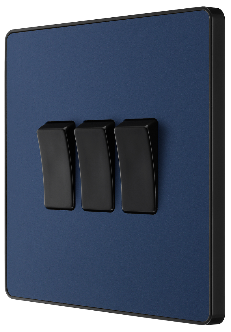 BG Electrical Evolve Matt Blue - Triple, 2 way switch