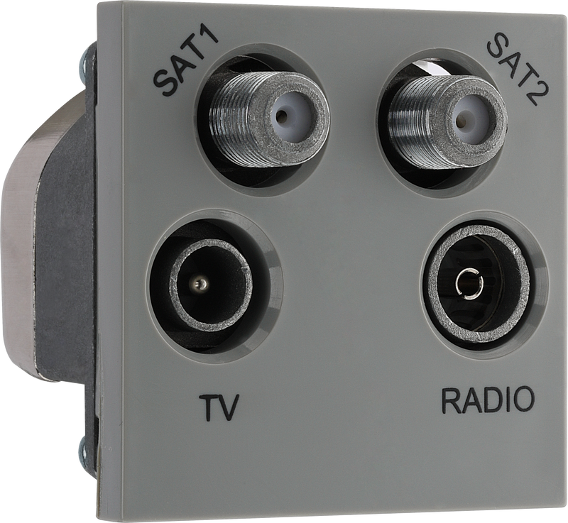 BG Electrical Euro Module - TV radio and dual satellite module - TV IEC male, radio IEC female, dual satellite female
