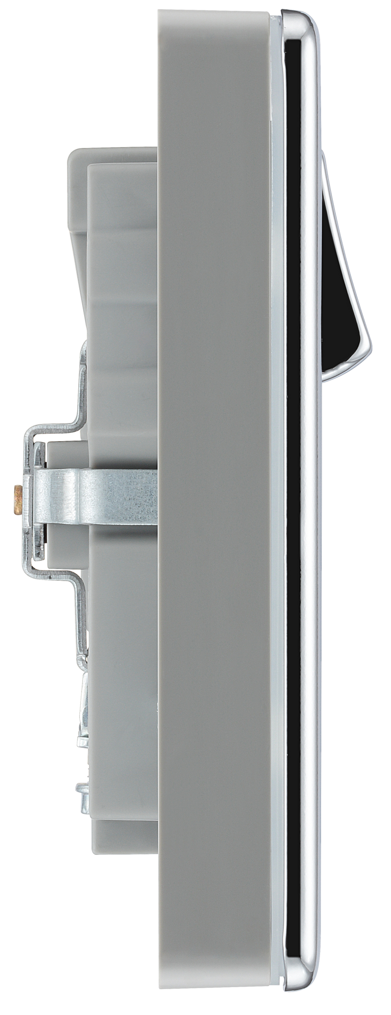 BG Electrical Flatplate Screwless Polished Chrome - Double switched, single pole, with 2 x USB A