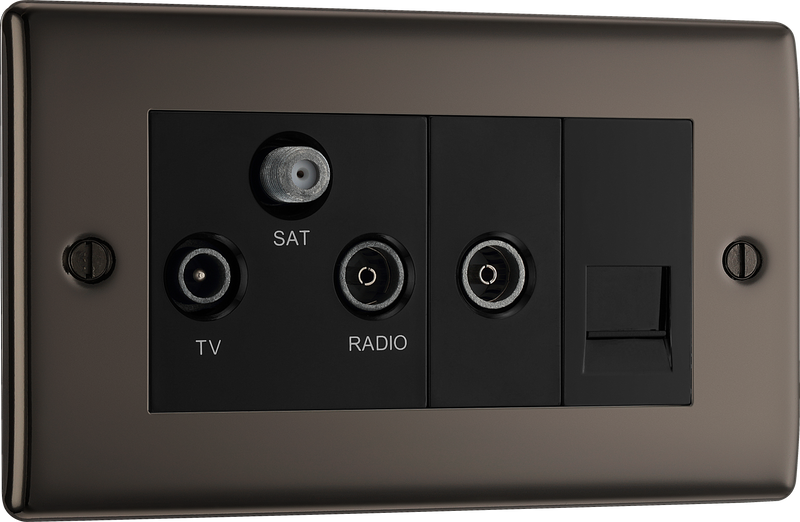 BG Electrical Nexus Metal Black Nickel - Triplex with BT outlet and co-axial return - screened