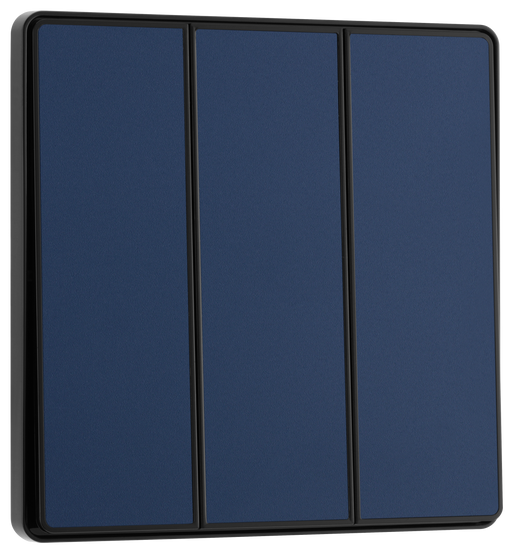 BG Electrical Evolve Matt Blue - Triple, 2 way switch, edge rocker