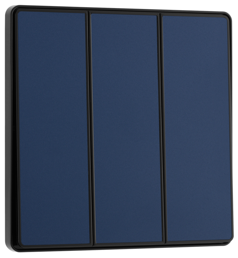 BG Electrical Evolve Matt Blue - Triple, 2 way switch, edge rocker