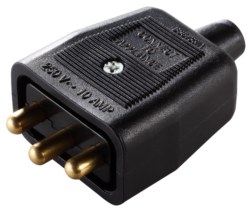 Masterplug Work - 3 Pin Connector, 10A, Black