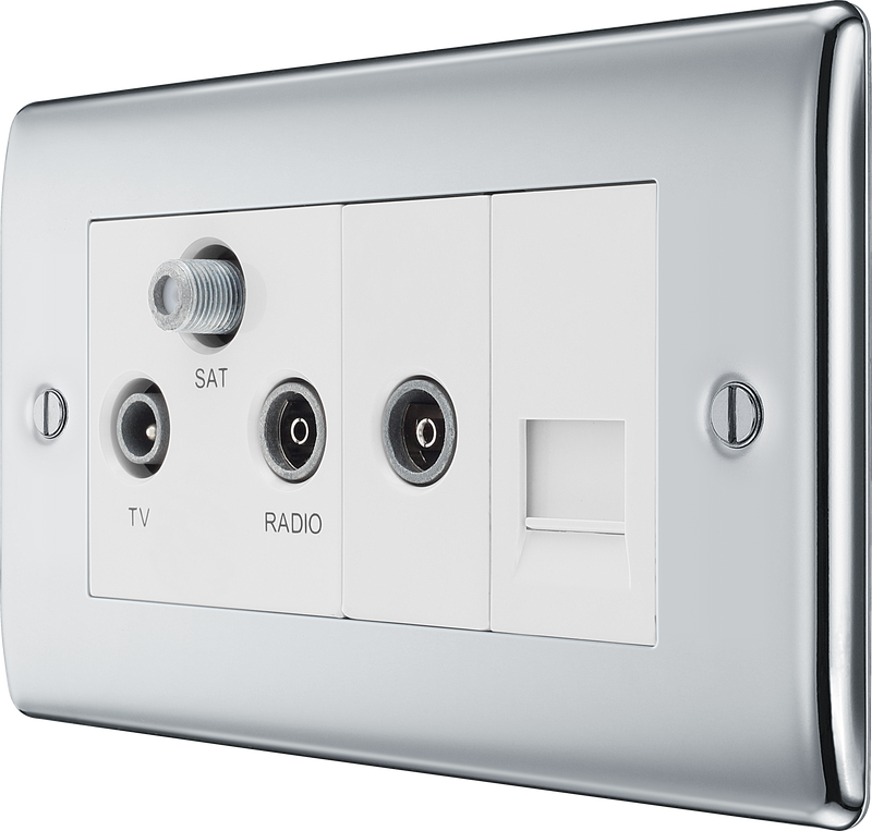 BG Electrical Nexus Metal Polished Chrome - Triplex with BT outlet and co-axial return - screened