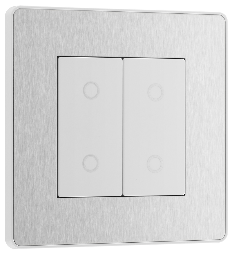 BG Electrical Evolve Brushed Steel - Double, 2 way touch, 200W, master