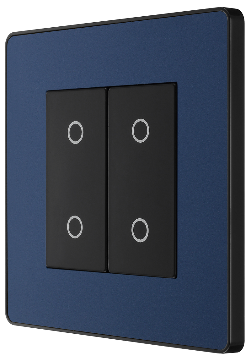 BG Electrical Evolve Matt Blue - Double, 2 way touch, 200W, secondary