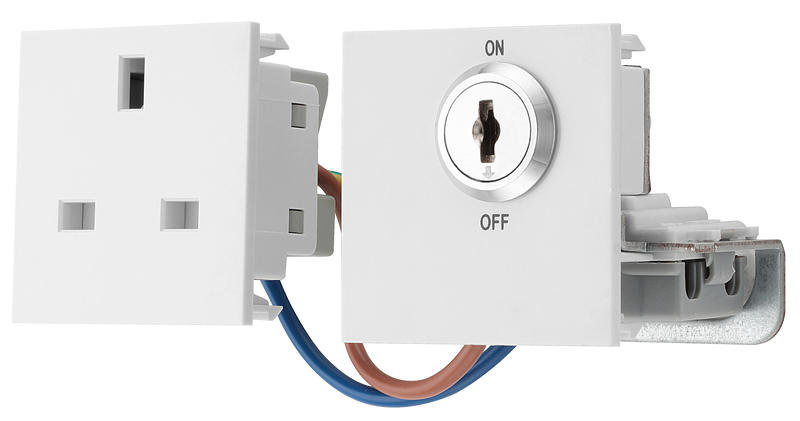 BG Electrical Euro Module - 13A double pole, key controlled socket