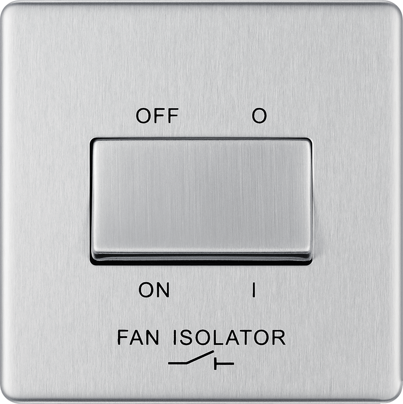 BG Electrical Flatplate Screwless Brushed Steel - Triple pole fan isolator