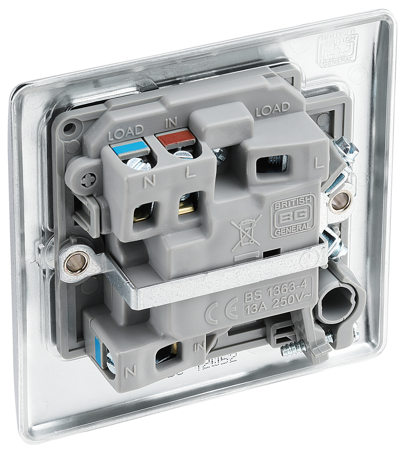 BG Electrical Nexus Metal Polished Chrome - Switched and fused with indicator and flex outlet