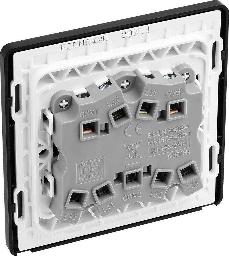 BG Electrical Evolve Matt Grey - Triple, 2 way switch