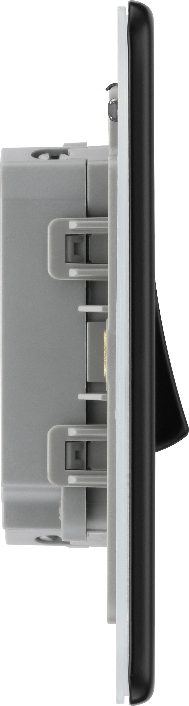 BG Electrical Flatplate Screwless Matt Black - Double, 2 way switch