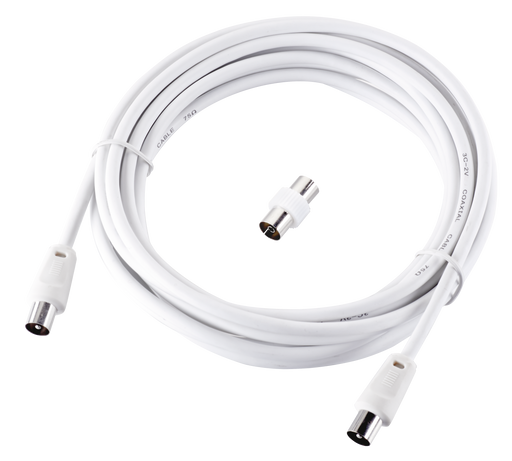 Ross Cable Accessories - Coaxial aerial cable with coupler (5m, white)