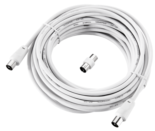 Ross Cable Accessories - Coaxial aerial cable with coupler (10m, white)