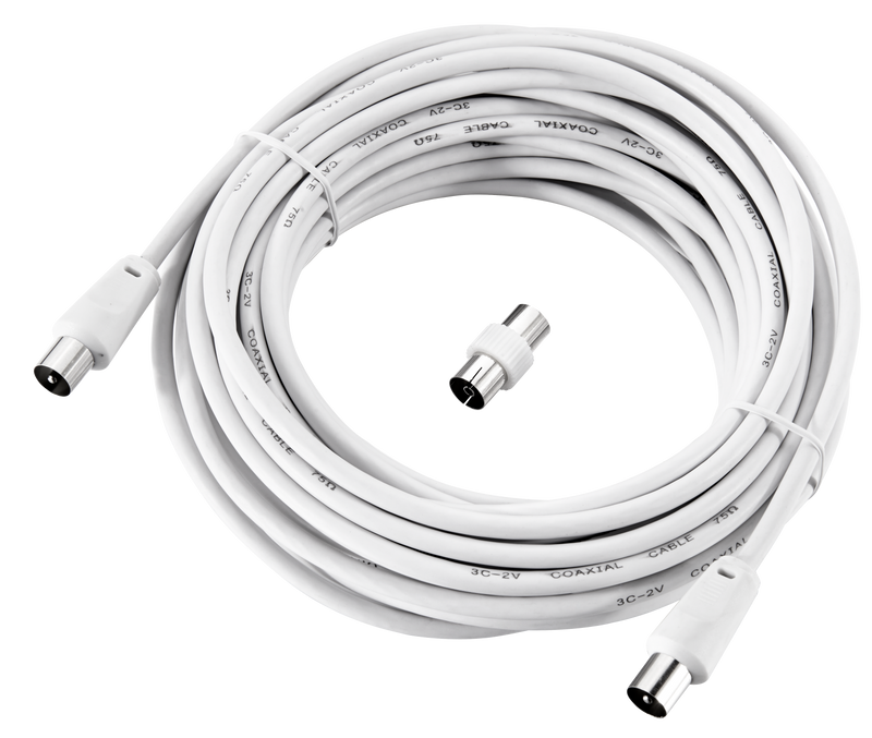 Ross Cable Accessories - Coaxial aerial cable with coupler (10m, white)