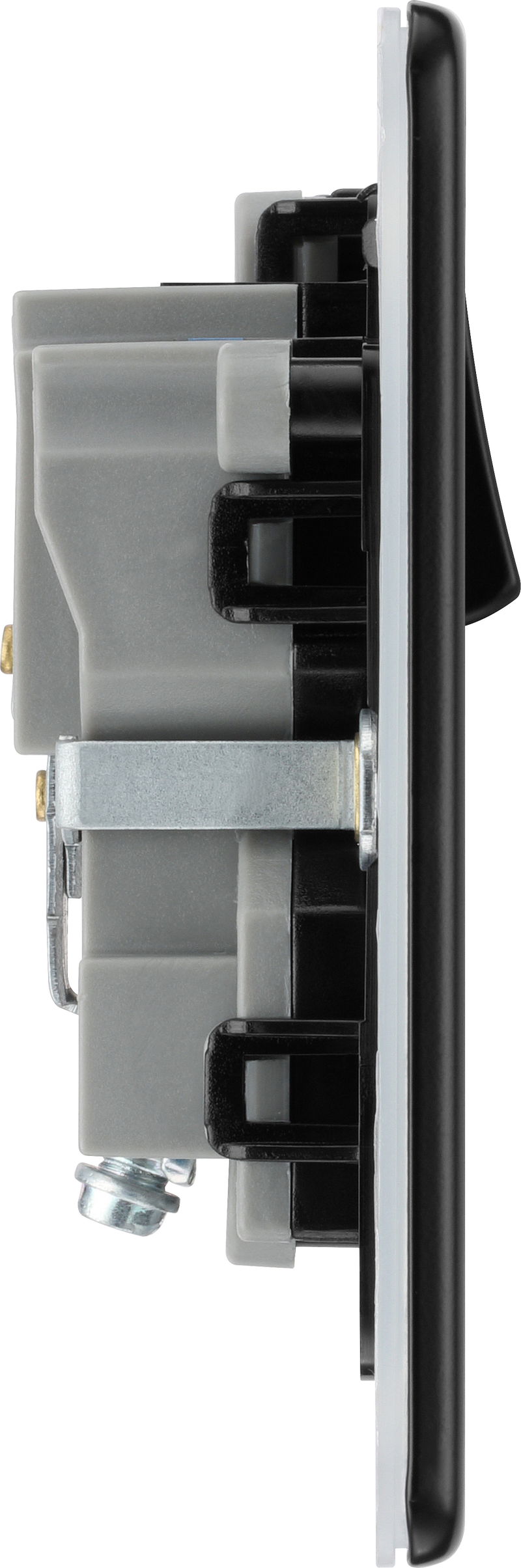 BG Electrical Flatplate Screwless Matt Black - Single switched, double pole