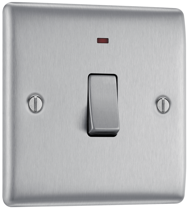BG Electrical Nexus Metal Brushed Steel - 20A, double pole, with indicator