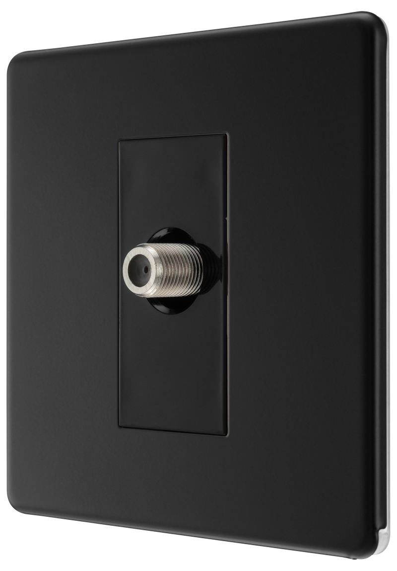 BG Electrical Flatplate Screwless Matt Black - Single satellite