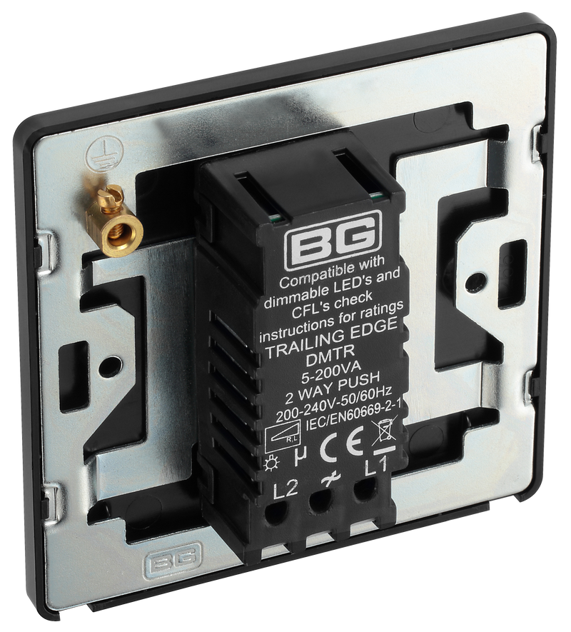BG Electrical Evolve Matt Blue - Single, 2 way push 200W