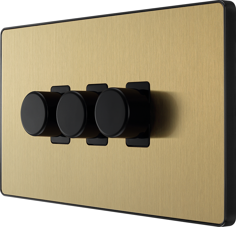BG Electrical Evolve Satin Brass - Triple, 2 way push 200W