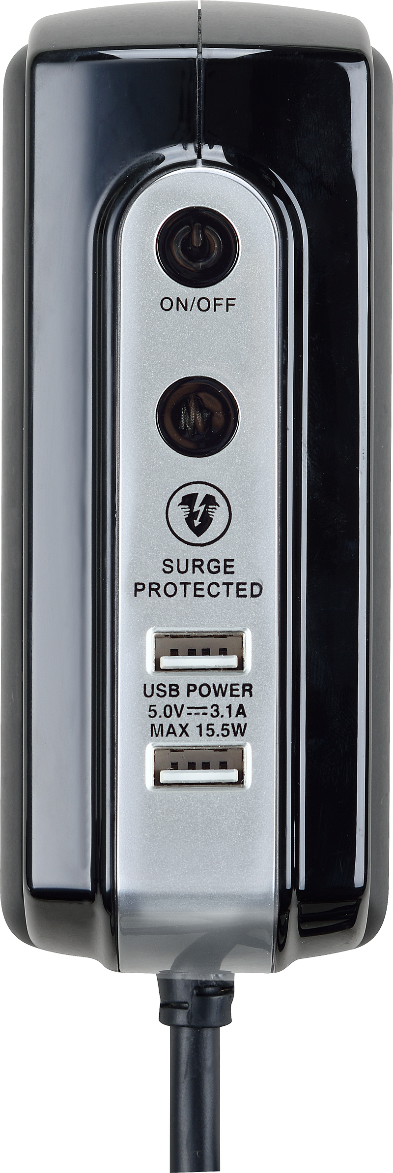 Masterplug High Gloss USB - 2 x USB A, 4 Sockets, 2m, 13A, Gloss Black