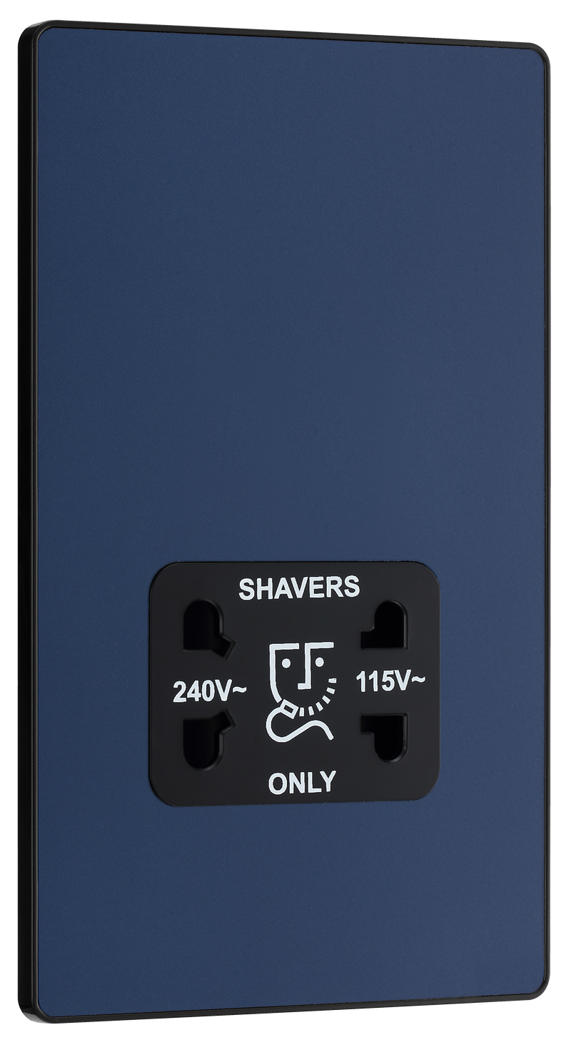 BG Electrical Evolve Matt Blue - 115/240V dual voltage shaver socket